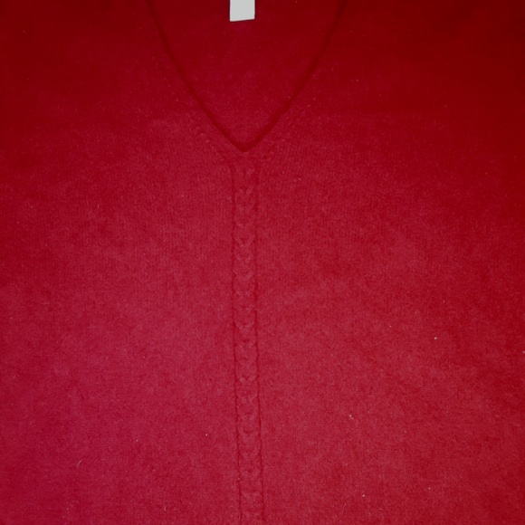 Red 100% CASHMERE V-neck Long Sleeve Sweater Sz S - Picture 9 of 10